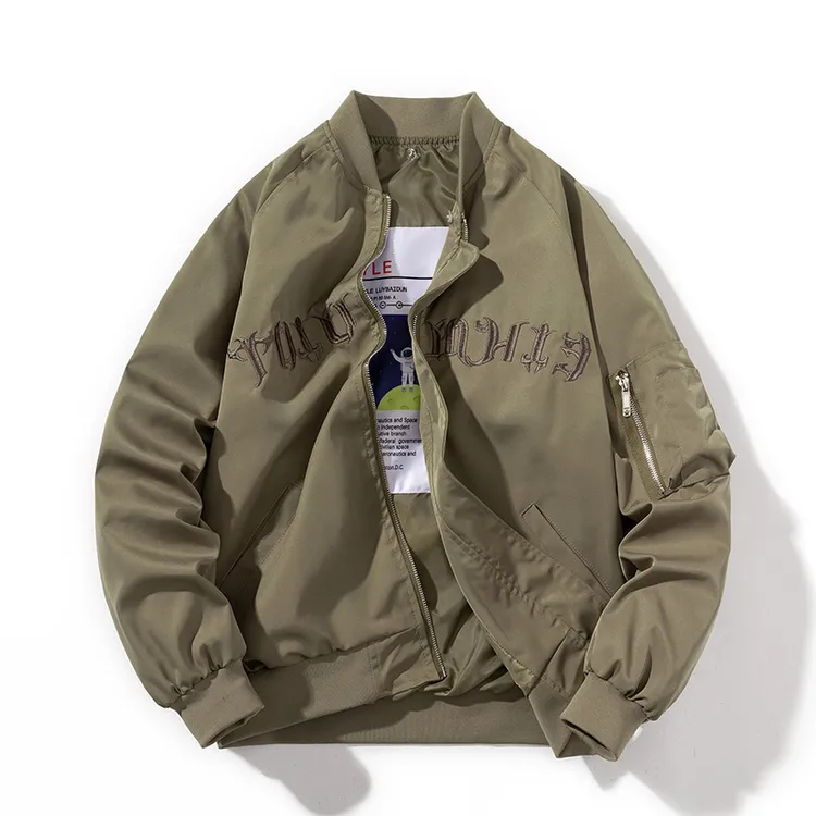 潮牌美式休闲刺绣棒球服飞行员夹克男情侣潮流秋冬季加厚棉服外套