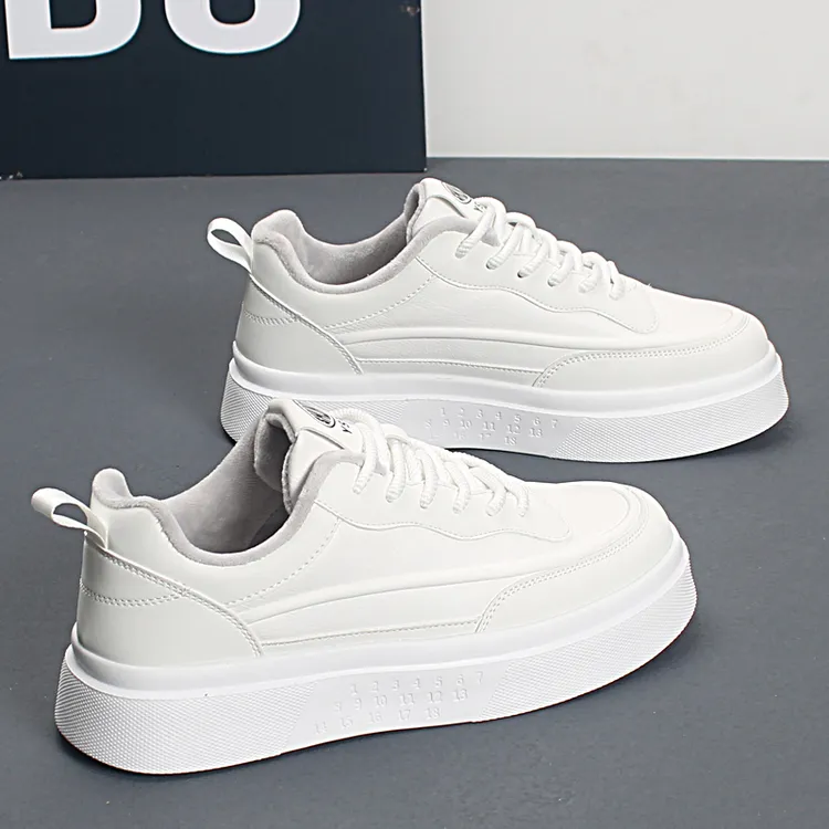 厚底男鞋2024冬季加绒保暖小白鞋轻便增高休闲运动鞋百搭学生棉鞋