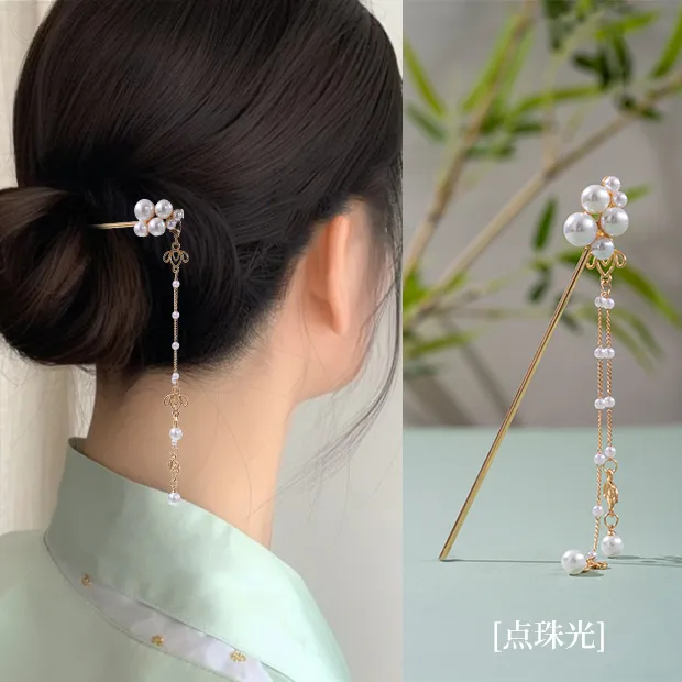 马面裙配饰发簪汉服头饰后脑勺盘发古风簪子新中式流苏步摇发饰女