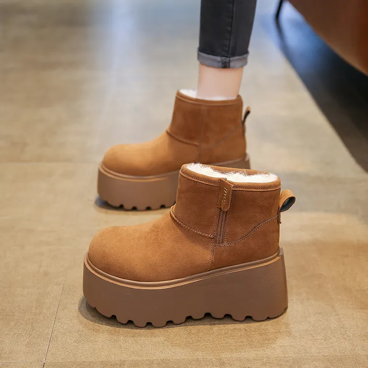 小码33高跟松糕雪地靴女款2025年新款冬季时尚小个子保暖大棉鞋女