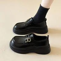 厚底小皮鞋女英伦风2025年秋冬新款ins百搭黑色复古小众增高单鞋