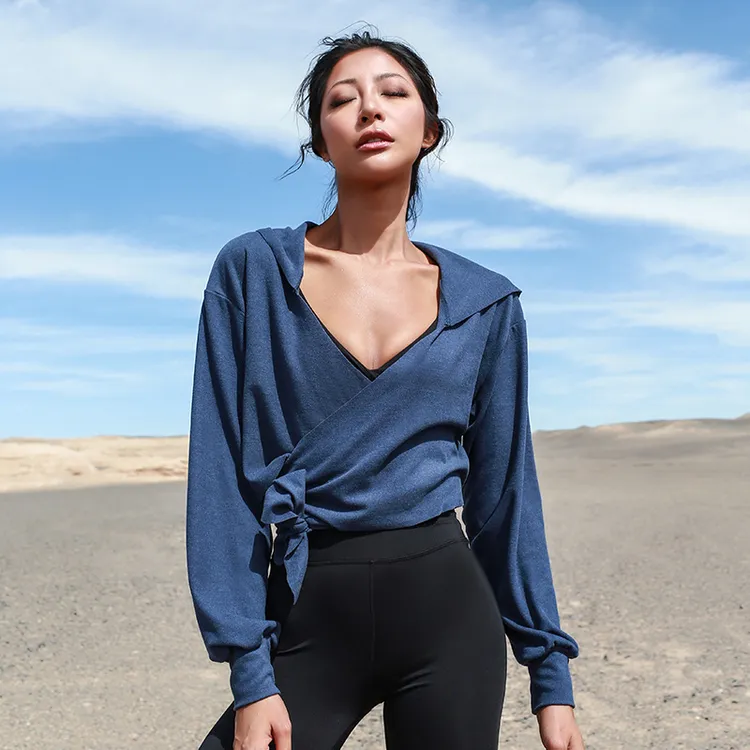 【同款推荐】LaNikar 长袖开衫绑带瑜伽服健身跑步运动外套S0172