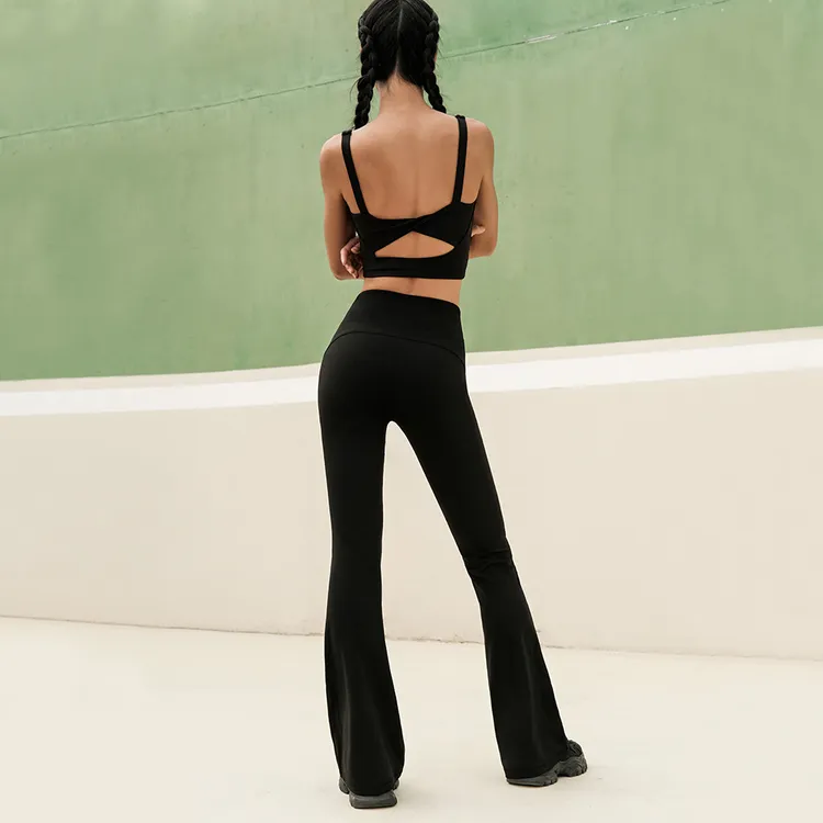 【同款推荐】LaNikar高弹弹力健身瑜伽裤微喇叭裤运动长裤K0803