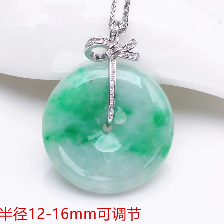 925银银制品 可调节镶嵌平安扣扣头玉环空托扣diy饰品吊坠银卡扣