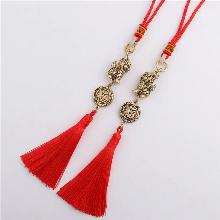 麒麟挂件纯黄铜扇坠宝剑坠新婚礼物入户门对门新年喜庆挂件装饰品