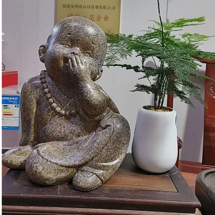 中式创意小和尚鸡翅木摆件小沙弥书房办公室桌面茶室文房工艺品