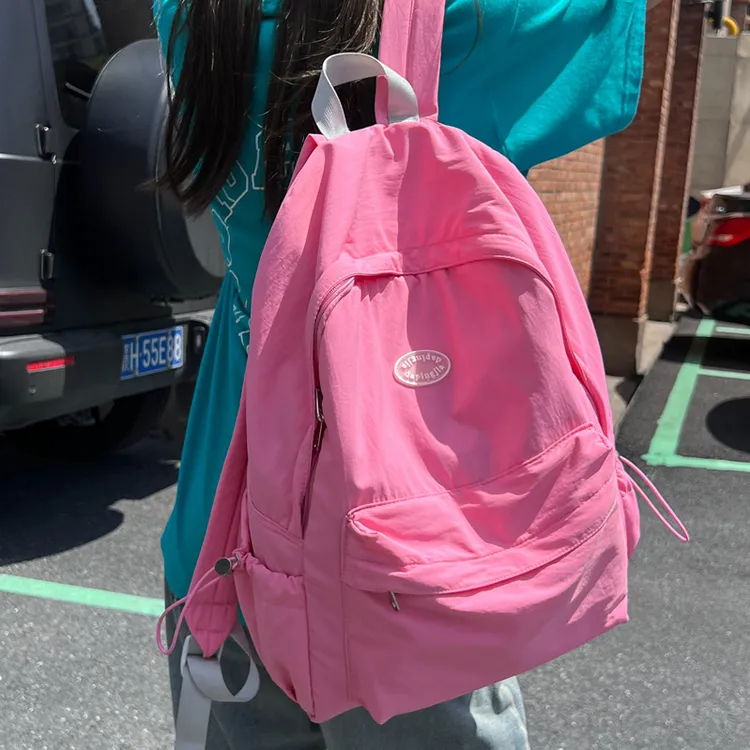 日系ins简约森系少女双肩包 韩版学院初中生高中生书包纯色背包女