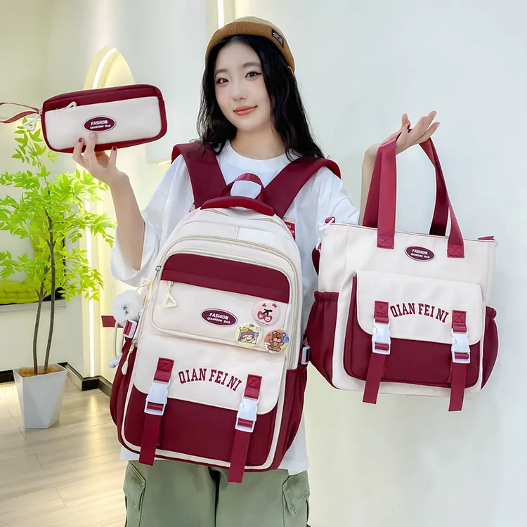 书包女减负初中生大容量简约高中生轻便韩版小学生百搭背包双肩包