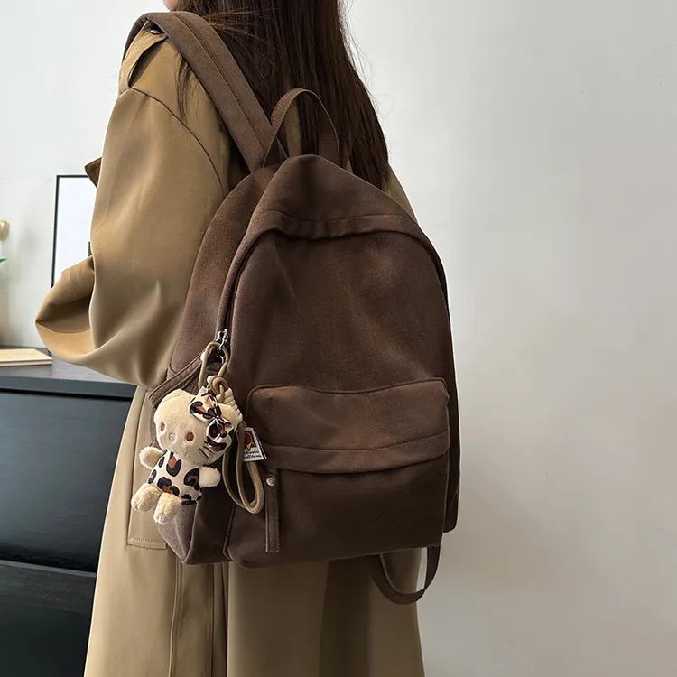 小众复古背包简约尼龙布双肩背包2024新款潮大容量上课休闲包包女