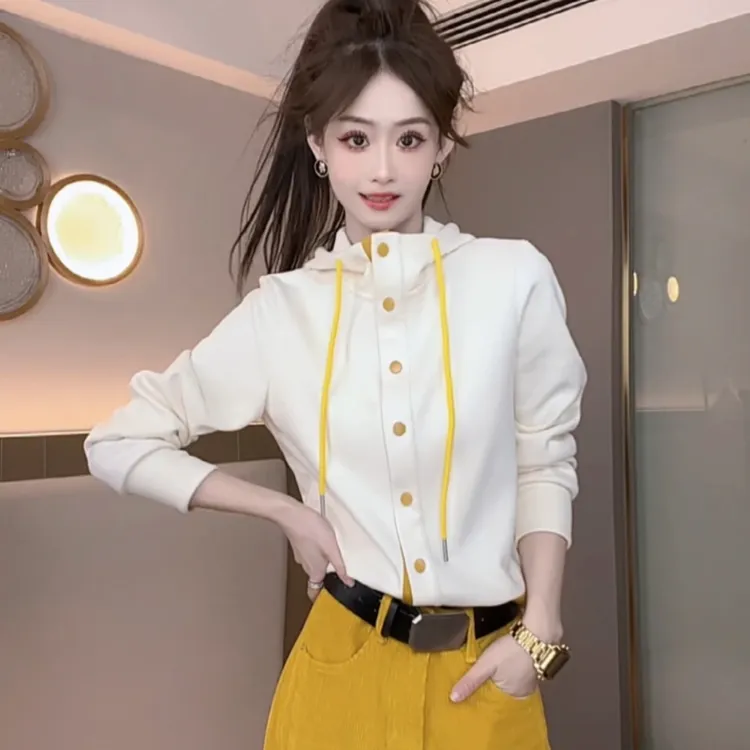 【柠檬季风上衣】撞色设计感显瘦时尚宽松上衣5112