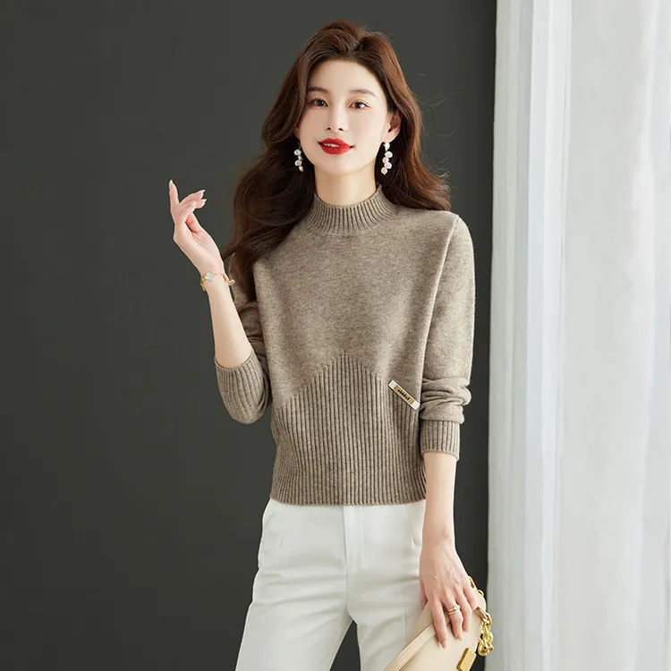 短款半高领毛衣打底衫秋冬2025新款女装小个子显瘦高腰百搭针织衫