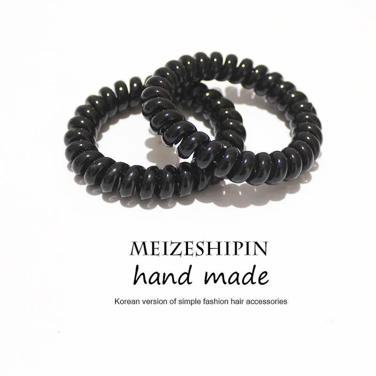 黑色大号加粗电话线发圈发饰韩版简约时尚头绳ins气质头饰发绳