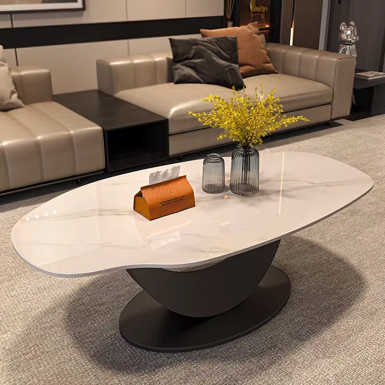 岩板芒果茶几电视柜现代简约极简小户型客厅家用茶桌高档异形茶台