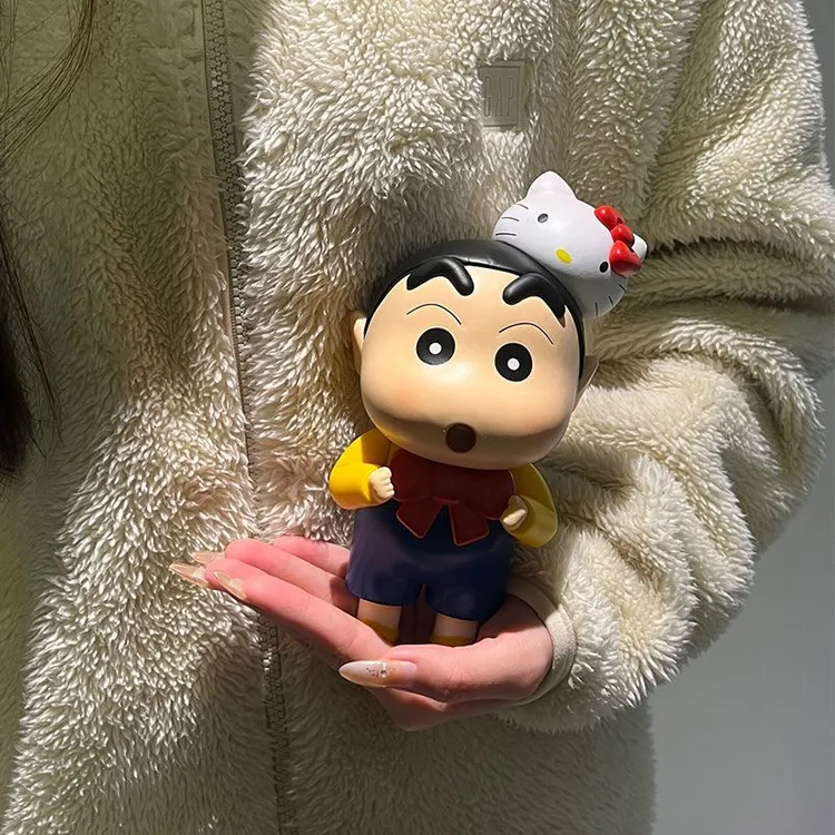 （可爱helloKitty小新）KT猫蜡笔小新手办公仔卧室桌面摆件生日礼物