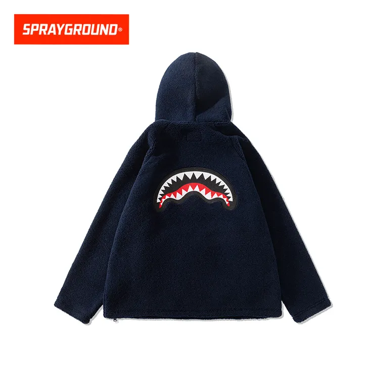 SPRAYGROUND 鲨鱼嘴双拉链卫衣加绒加厚连帽外套冬季GC WE043302