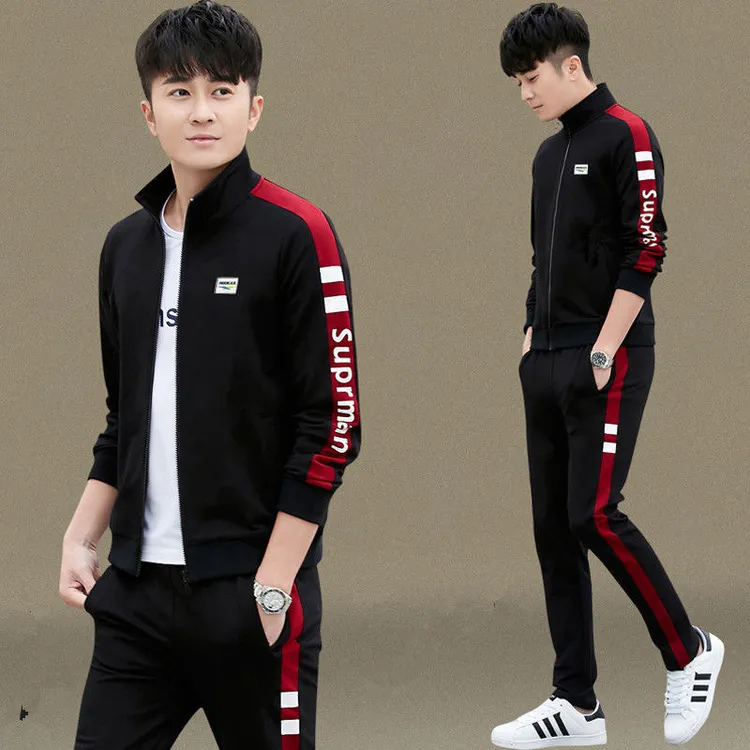 休闲运动套装男款爆款2025新款春秋季潮牌搭配男士两件套跑步用