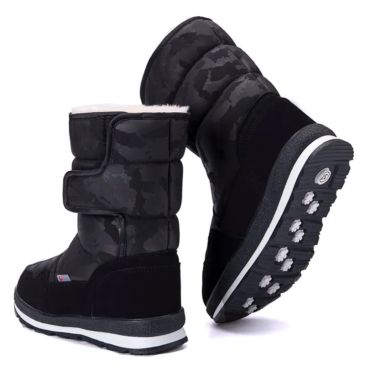 东北滑雪靴情侣雪地靴男加绒加厚冬季防水防滑户外大棉鞋皮毛一体