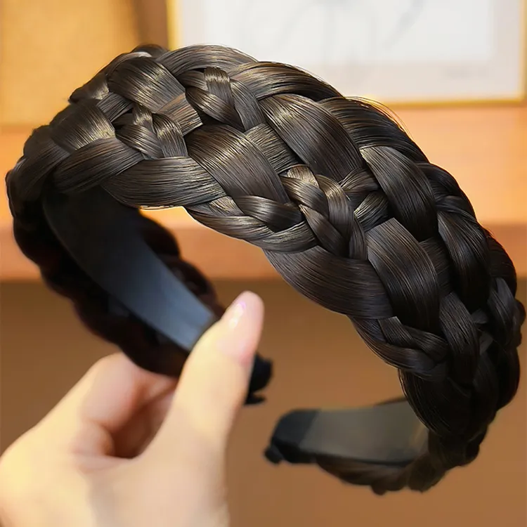 麻花辫假发发箍2025新款宽边鱼骨辫编发头箍发卡高颅顶遮白发发捆