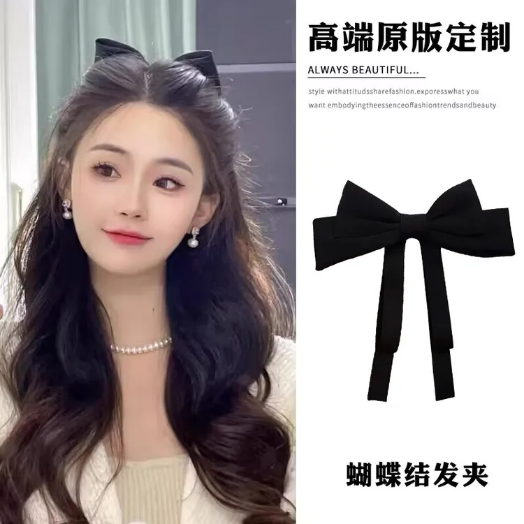 网红2025年新款蝴蝶结发夹女后脑勺弹簧夹子头饰气质发卡公主顶夹