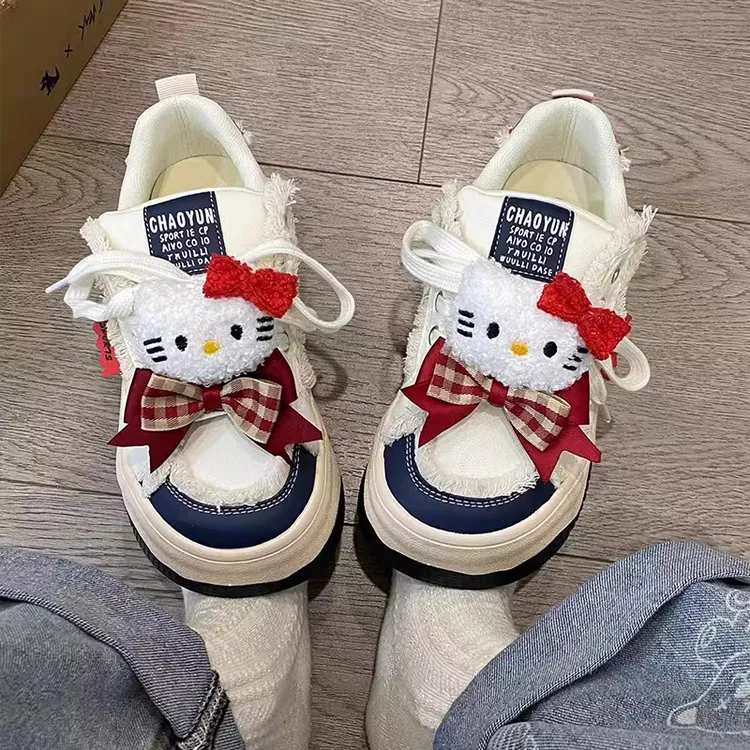 小众原创kitty猫大头小白鞋女春秋少女新款厚底学生运动板鞋鞋子