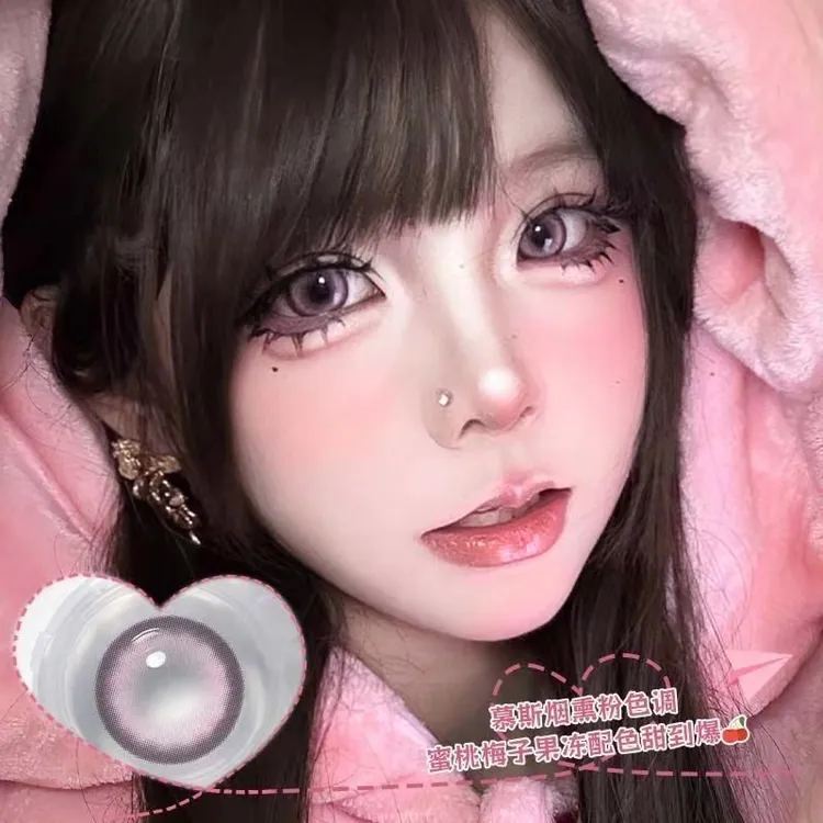 琪瞳少女粉摇滚甜心美瞳大直径半年抛隐形眼镜可爱甜美欧若风新款