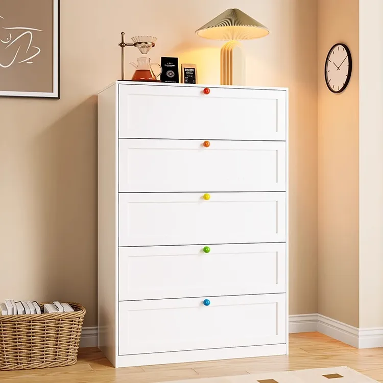 钢制六斗柜客厅卧室床头柜储物收纳柜抽屉柜奶油风落地一体多层柜