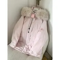 胖mm大码女装大毛领工装粉色派克服棉服女韩版温柔风减龄宽松外套