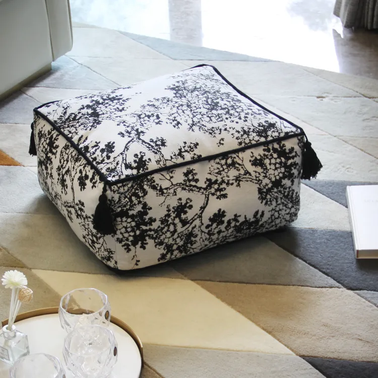 水墨树影地板坐垫茶室增高拆洗坐垫懒人沙发多功能客厅简约