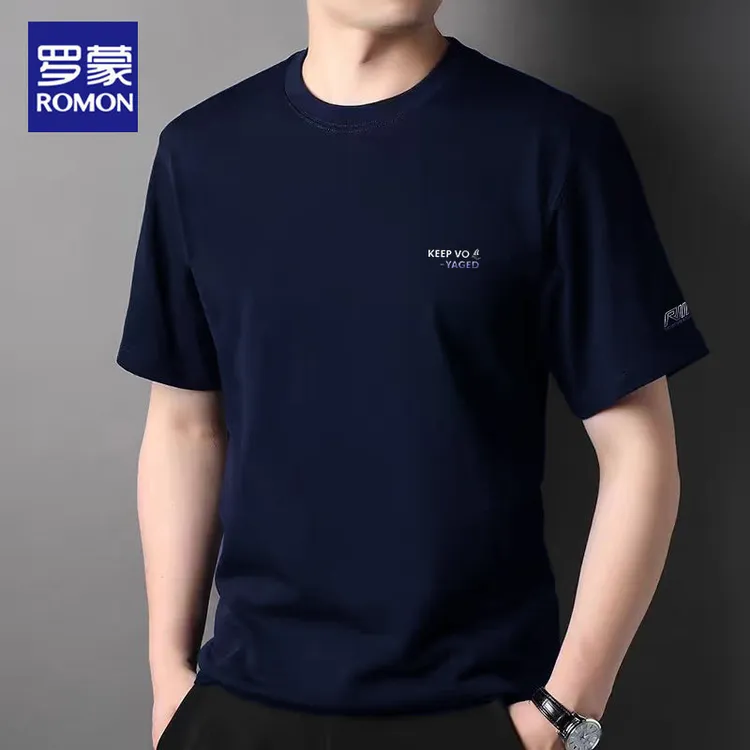 罗蒙冰丝莫代尔男士短袖t恤夏天2025新款潮流高级半袖体恤上衣服