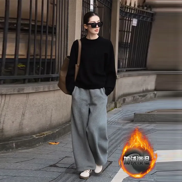 2025冬季新款时尚潮流运动穿搭一整套卫衣休闲裤加绒加厚两件套潮