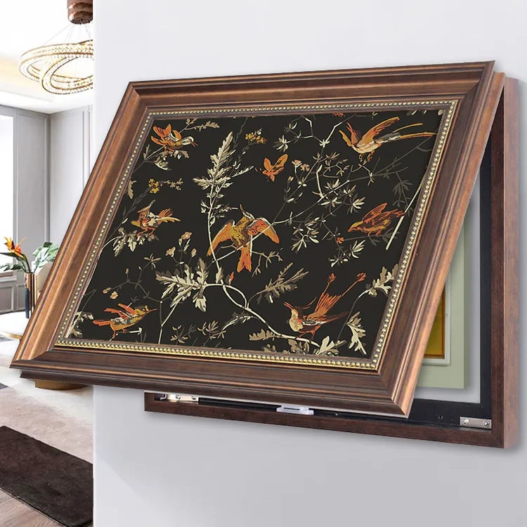 法式复古客厅电表箱遮挡挂画餐厅装饰画配电箱空开入户门推拉壁画