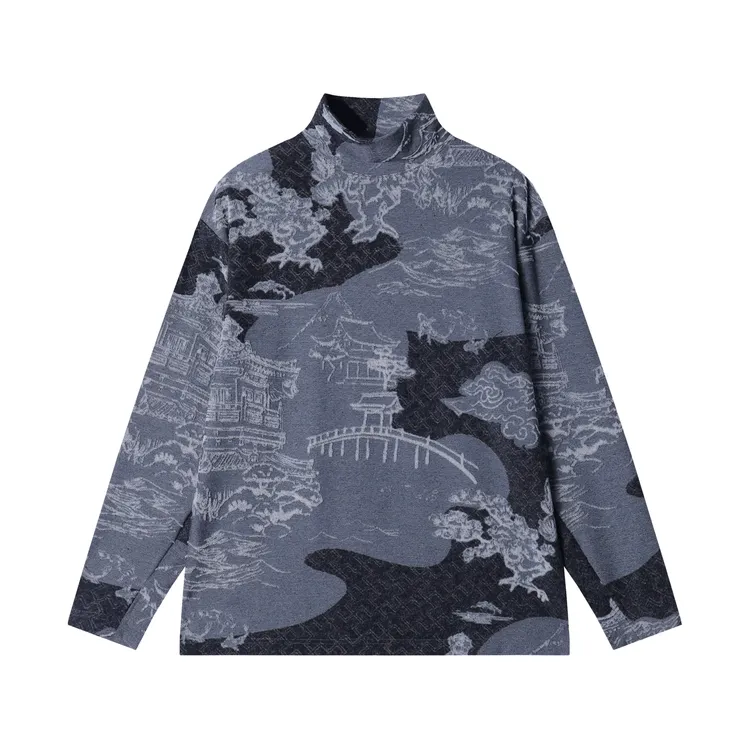 秋冬季新款时尚个性日系撞色提花半高领套头卫衣休闲百搭简约上衣