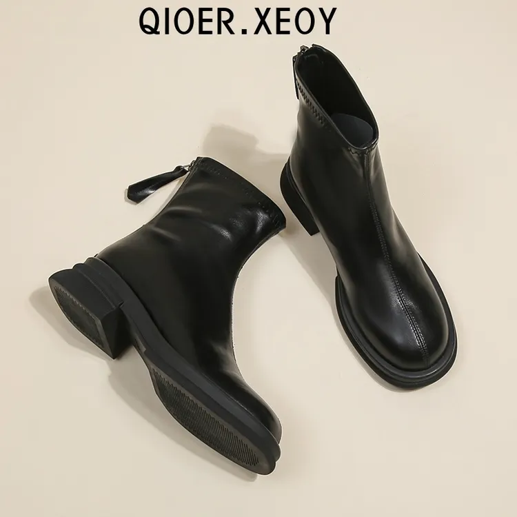 瘦瘦短靴女2025秋冬加绒弹力单靴厚底增高马丁靴英伦风炸街切尔西