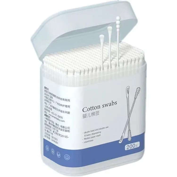 婴儿棉签耳勺二合一棉签棒新生儿消毒护理棉签螺旋头掏耳朵盒装商品图