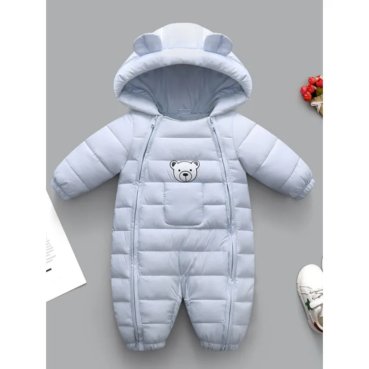 婴幼儿秋冬连体衣服新生儿哈衣女童冬季爬服加厚外出抱被长爬棉服