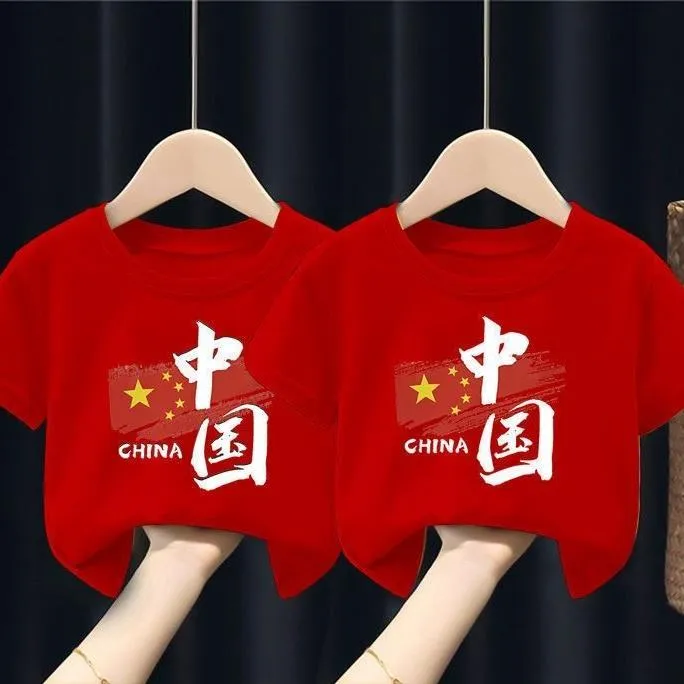 纯棉2024新款 短袖t恤上衣夏童儿童演出半袖中国风男童演出服女童