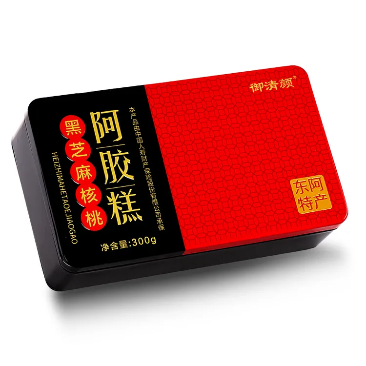 (拍一发四盒)东阿直发 御清颜铁盒装手工驴皮阿胶糕 300克/盒