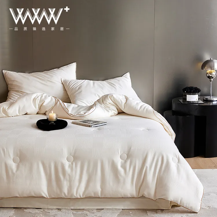 WWW全棉提花30%大豆纤维轻奢保暖被芯春秋被冬被  知微