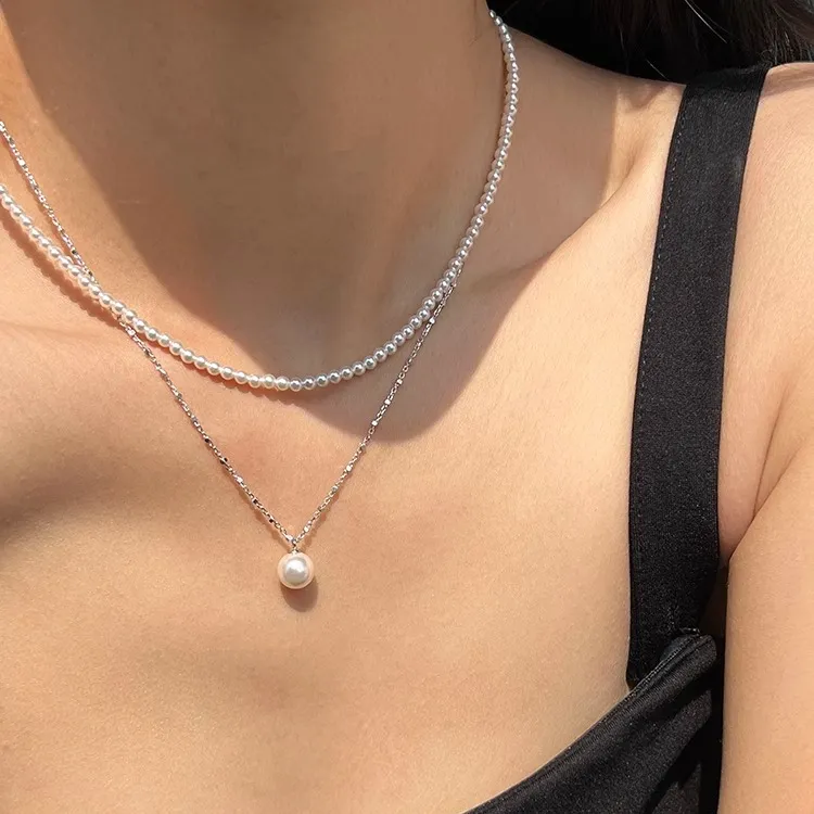 铜合金项链  简约仿珍珠项链女小众轻奢高级感锁骨链早春叠戴颈链