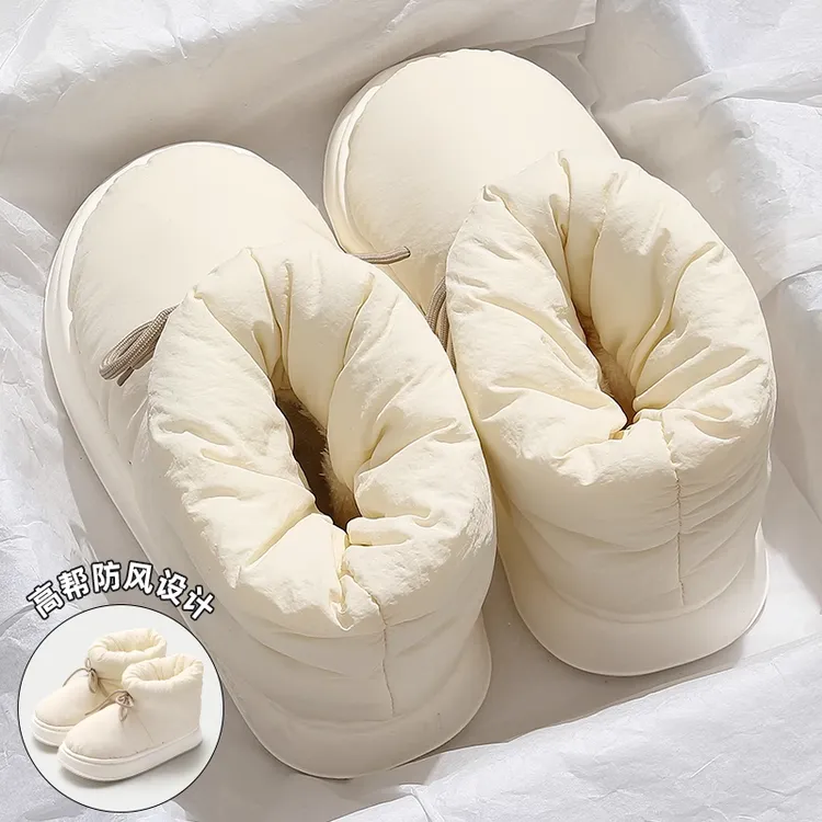 高帮羽绒布包跟棉拖鞋女士冬季2025新款防滑保暖防水棉鞋外穿冬天