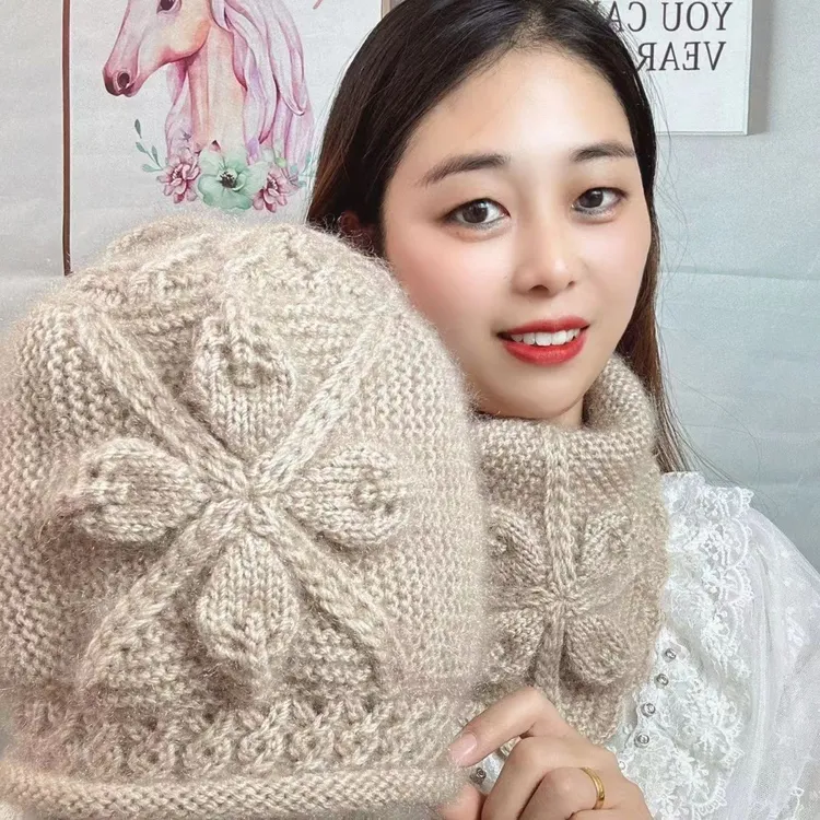 四叶草帽子纯手工编织针织套帽时尚百搭