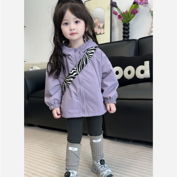 女童秋季新款套装连帽拉链外套女宝宝百搭打底裤洋气两件套
