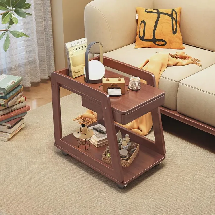 可移动边几实木带轮茶几简易床头小推车家用客厅沙发侧边柜茶水柜