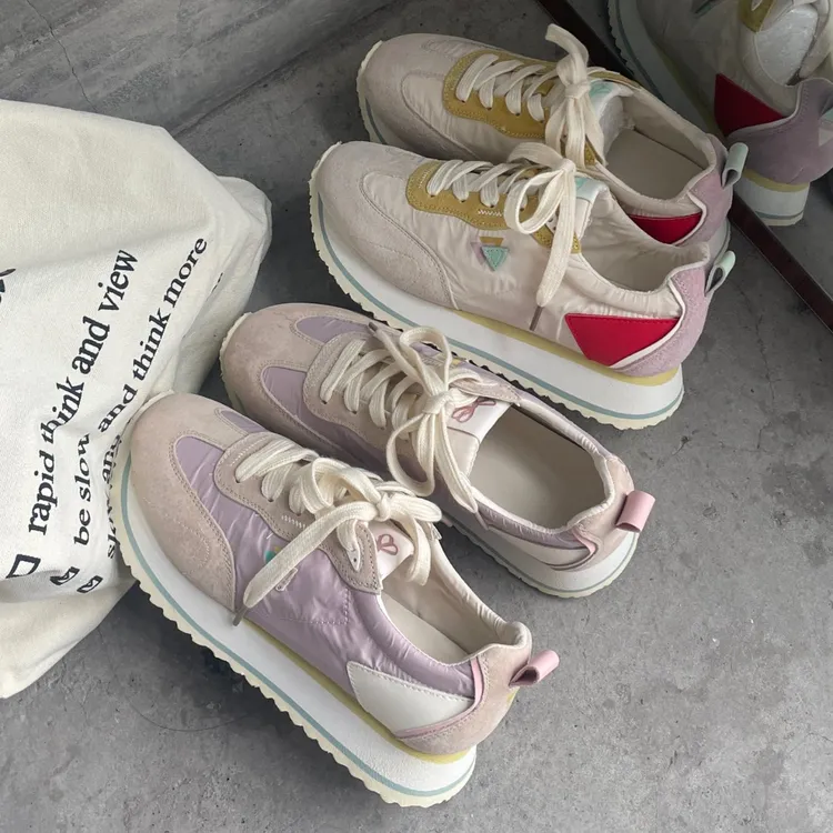 阿甘鞋女2024早秋季新款网红爆款厚底百搭休闲鞋运动德训老爹鞋潮