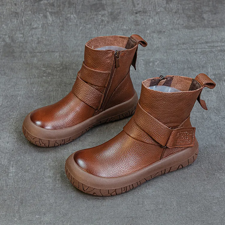 2024秋冬新款马丁靴女头层牛皮复古百搭休闲短靴帅气短筒骑士皮靴