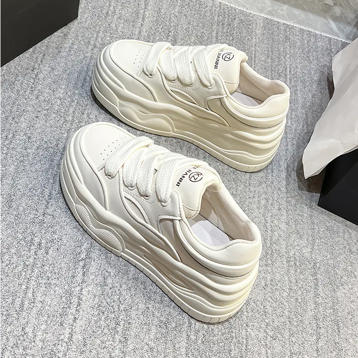 时尚小白鞋2024年春季新款厚底单鞋百搭休闲松糕鞋运动爆款老爹鞋