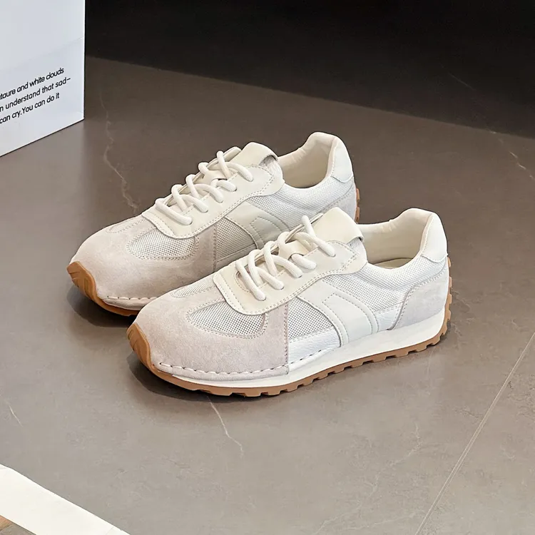 德训鞋2024春夏新女款百搭跑步运动鞋增高休闲厚底网面阿甘老爹鞋