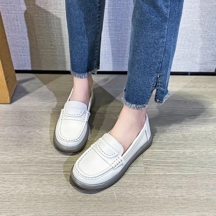 2024新款头层牛皮浅口夏季小白鞋女洋气休闲百搭女鞋平底板鞋单鞋