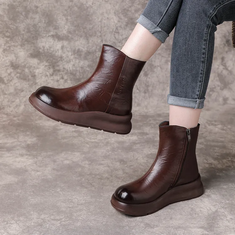 【穿到零下30℃】真皮厚底马丁靴女百搭时尚保暖棉鞋羊皮毛一体短靴