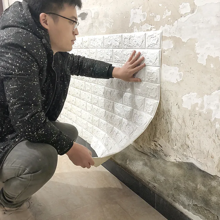 3d立体墙贴防水防潮墙纸自粘背景墙泡沫砖纹壁纸客厅卧室装饰贴纸